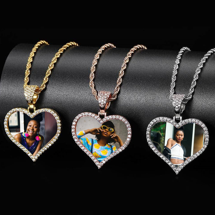 Picture Medallion Necklace Heart Necklace Men Custom Hip Hop Pendants - Oarse