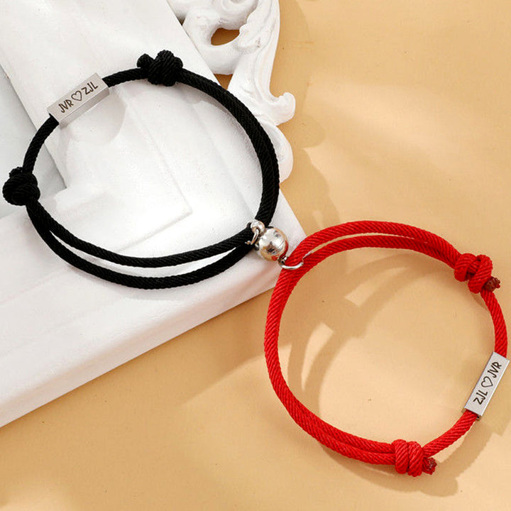 Custom Engraved Magnetic Couple Bracelet Set - Oarse