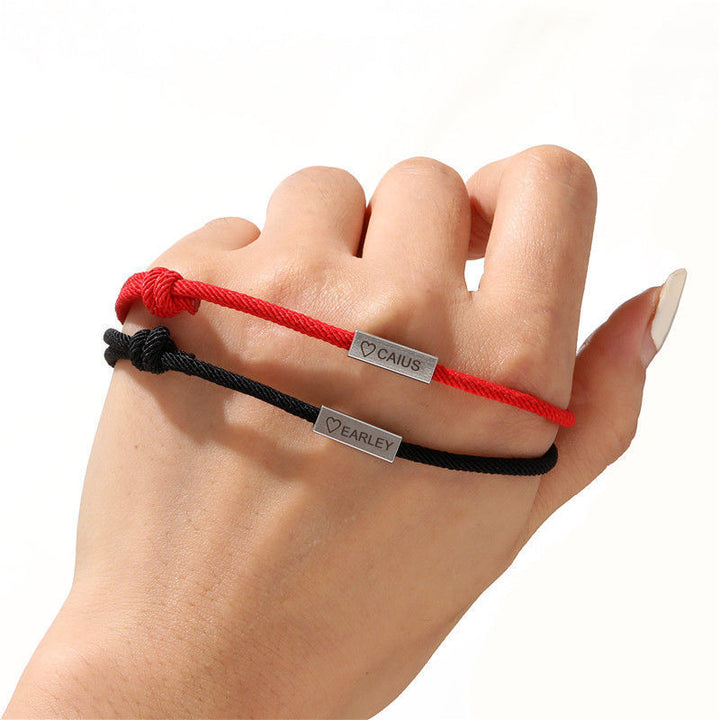 Custom Engraved Magnetic Couple Bracelet Set - Oarse