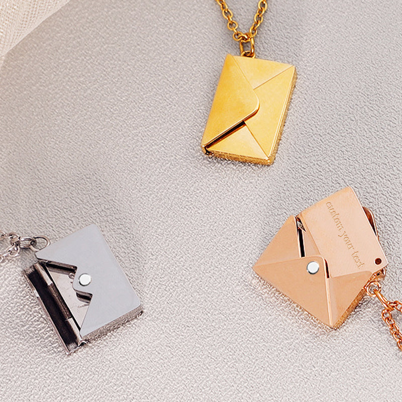 Envelope Locket Necklace, Personalised Locket With Name For Her - Oarse