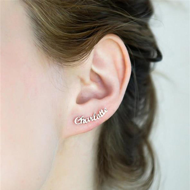 Custom Name Earrings Studs, Name Earrings Stud - Oarse