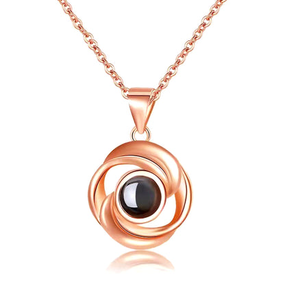 Rose Shape Projection Necklace Picture, 100 Different Language Necklace  Projection Photo Jewelry - Oarse