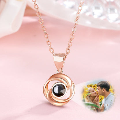 Rose Shape Projection Necklace Picture, 100 Different Language Necklace  Projection Photo Jewelry - Oarse