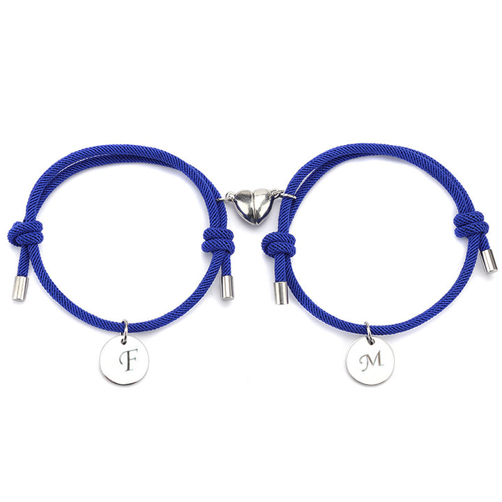 Personalized Couple Magnetic Bracelet With Initials, Package Two Bracelets - Oarse