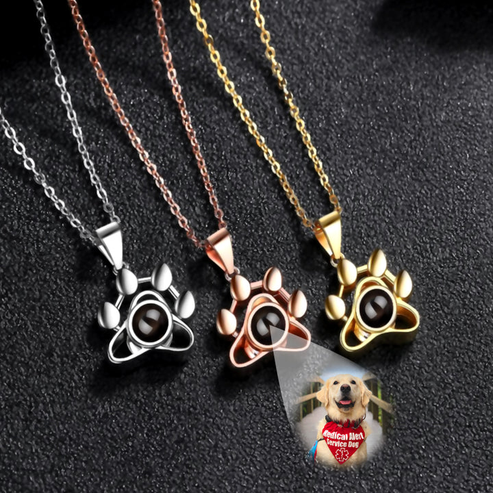 Perzonalized Photo Projection Necklace, Pet Paw Custom Photo Projection Necklace - OARSE