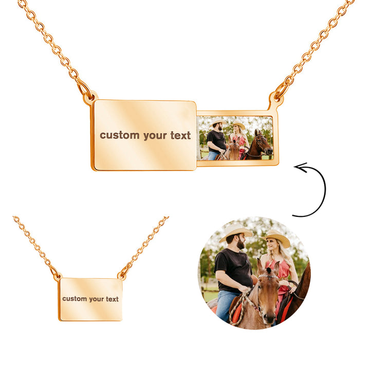 Personalized Envelope Necklace With Photo, Sliding Locket Necklace For Anniversary - Oarse