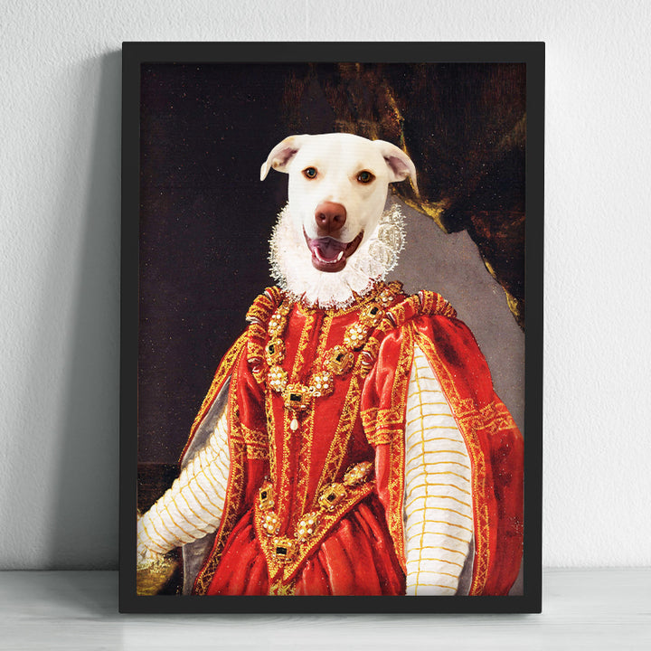 Custom Renaissance Pet Portrait Canvas Wall Art Prints- The Queen of Roses Pet Paintings - OARSE