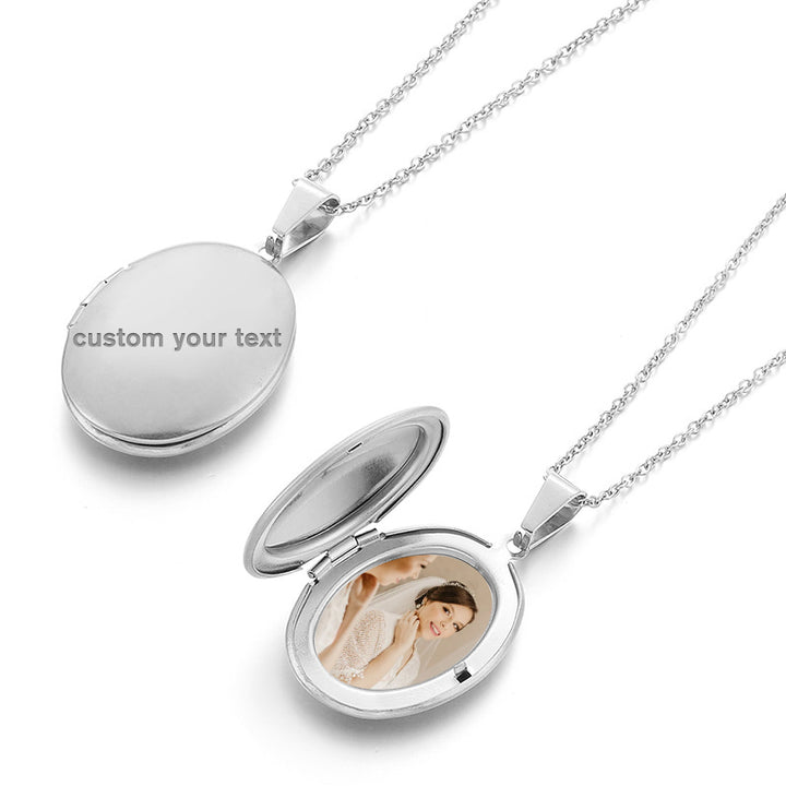 Oval Locket Necklace Personalized Photo Locket Necklace For Her Him - Oarse