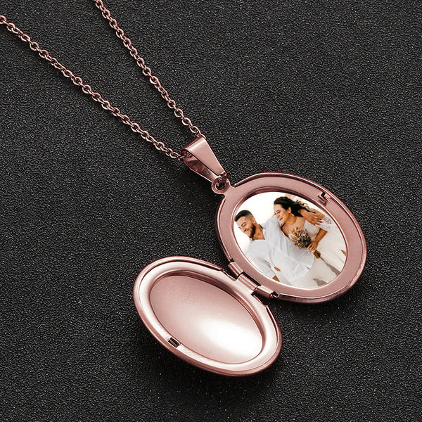 Oval Locket Necklace Personalized Photo Locket Necklace For Her Him - Oarse