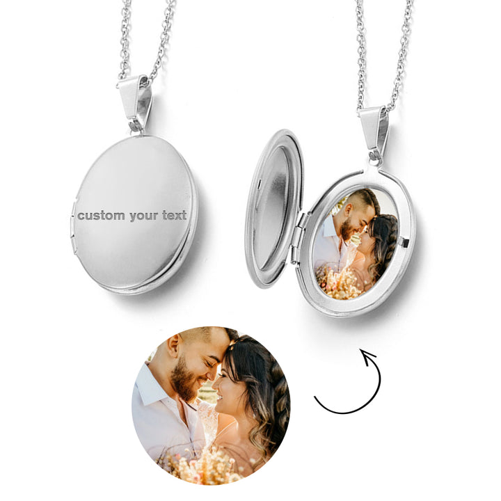 Oval Locket Necklace Personalized Photo Locket Necklace For Her Him - Oarse