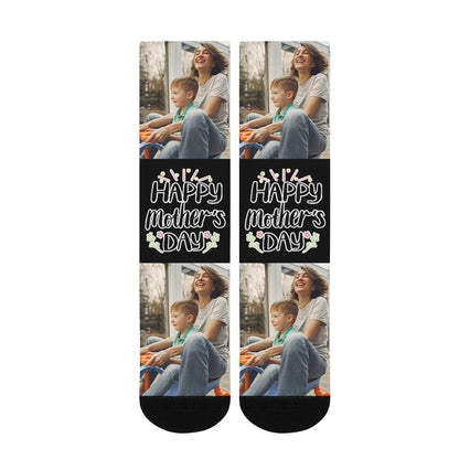 Custom Happy Mother's Day Photo Socks - Oarse