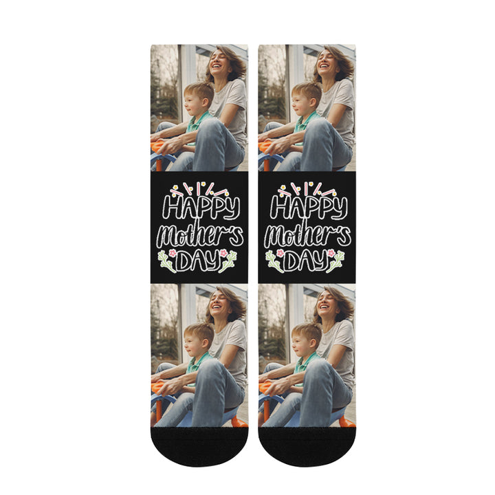 Custom Happy Mother's Day Photo Socks - Oarse