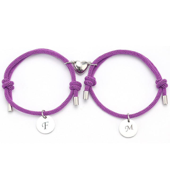 Personalized Couple Magnetic Bracelet With Initials, Package Two Bracelets - Oarse