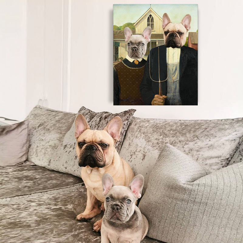 Custom American Gothic Funny Pet Canvas - Oarse