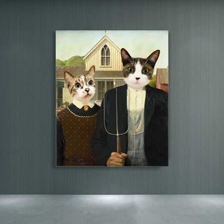 Custom American Gothic Funny Pet Canvas - Oarse