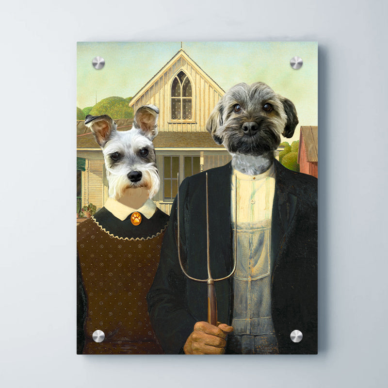 Custom American Gothic Funny Canvas for Couples, Pet and Pet Owner, Pet Couples - OARSE