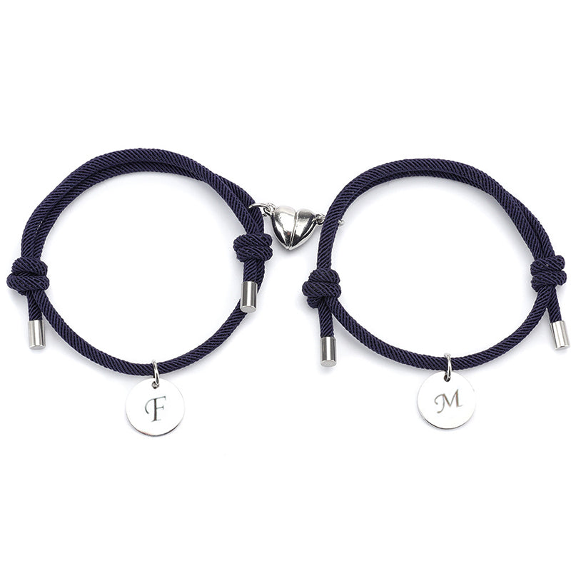 Personalized Couple Magnetic Bracelet With Initials, Package Two Bracelets - Oarse