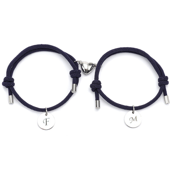 Personalized Couple Magnetic Bracelet With Initials, Package Two Bracelets - Oarse