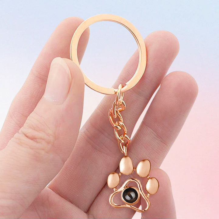 Custom Projection Keychain with Pet Photo Personalized Paw Print Keychain for Pet Lovers - OARSE