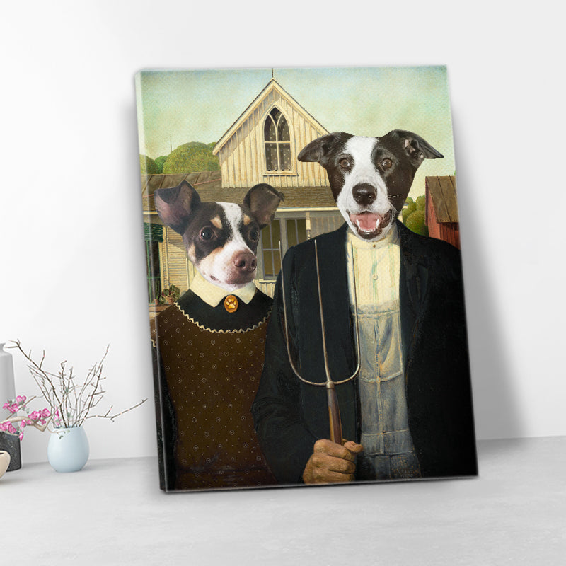 Custom American Gothic Funny Pet Canvas - Oarse