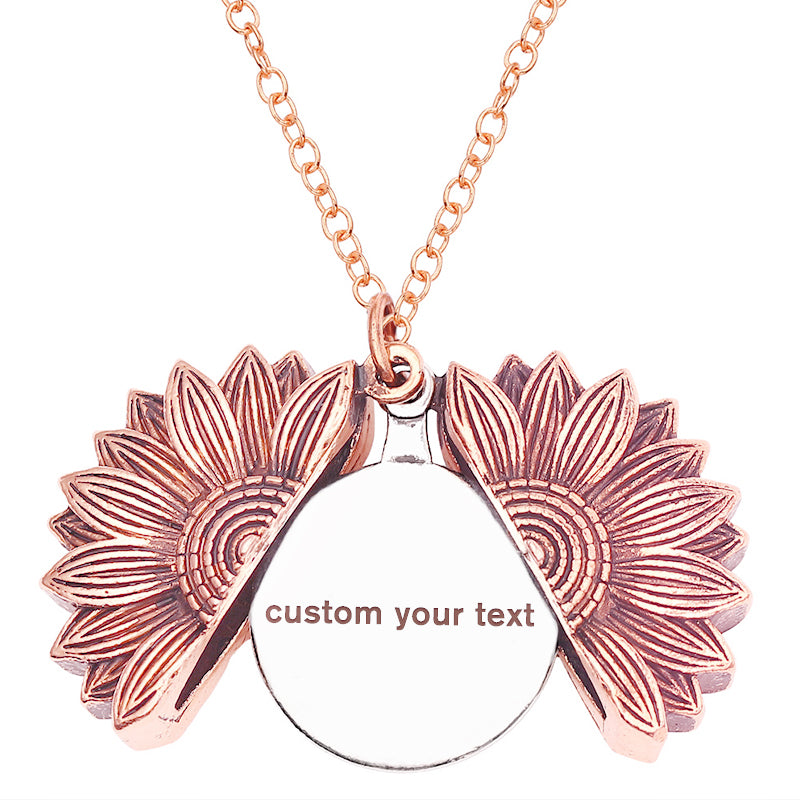 Custom Sunflower Necklace, Sunshine Locket Necklace - Oarse