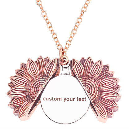 Custom Sunflower Necklace, Sunshine Locket Necklace - Oarse