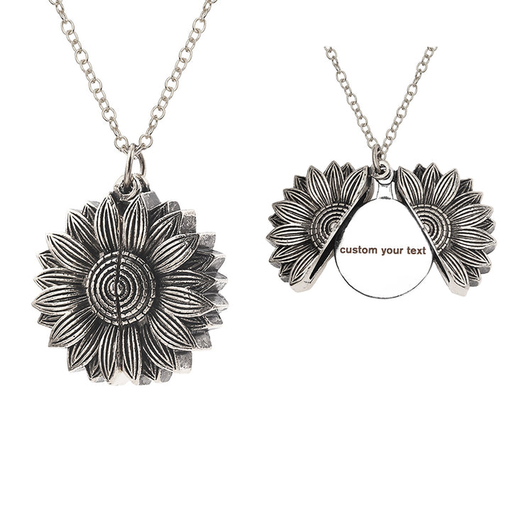 Custom Sunflower Necklace, Sunshine Locket Necklace - Oarse