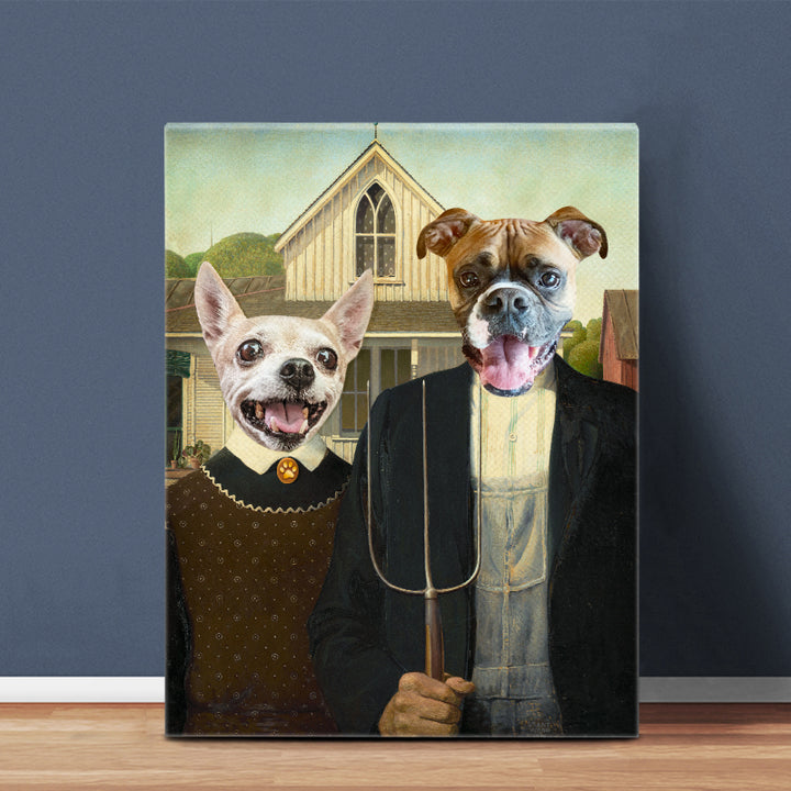 Custom American Gothic Funny Pet Canvas - Oarse