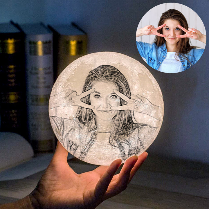 Personalized 3D Moon Lamp With Photo And Text - Oarse