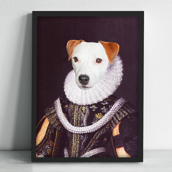 Personalized Dog Renaissance Painting Customized Pet Memorial Canvas Art -The Pearl Queen - OARSE