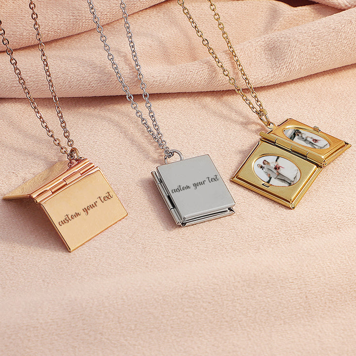 Book Locket Necklace Personalised Photo Locket Necklace - Oarse