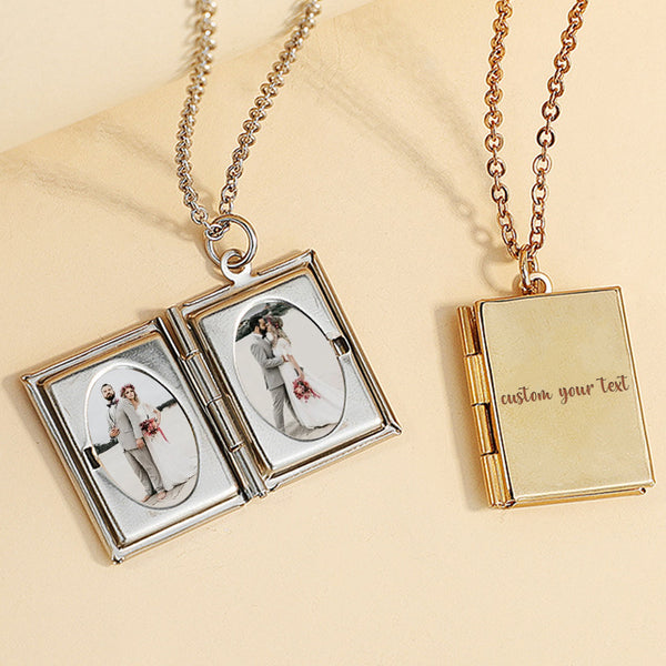 Book Locket Necklace Personalised Photo Locket Necklace - Oarse