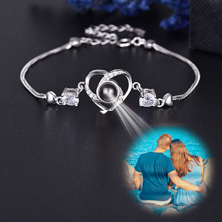 Personalized Photo Projection Bracelet Heart 925 Silver Bracelet - Oarse