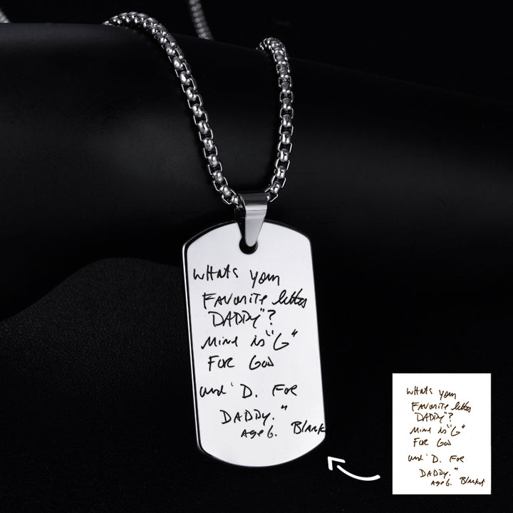 Personalized Dog Tags For Men Signature Necklace Of A Loved One's Handwriting - Oarse