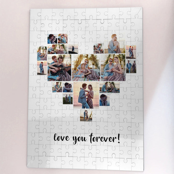 Custom Wooden Puzzles Heart Multi Photo Jigsaw Puzzle For Couple Family Photo Puzzle - Oarse