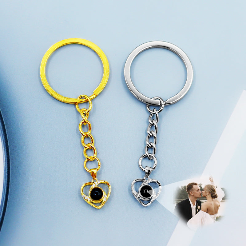 Personalized Heart Keychain Picture Projection Keychain - Oarse