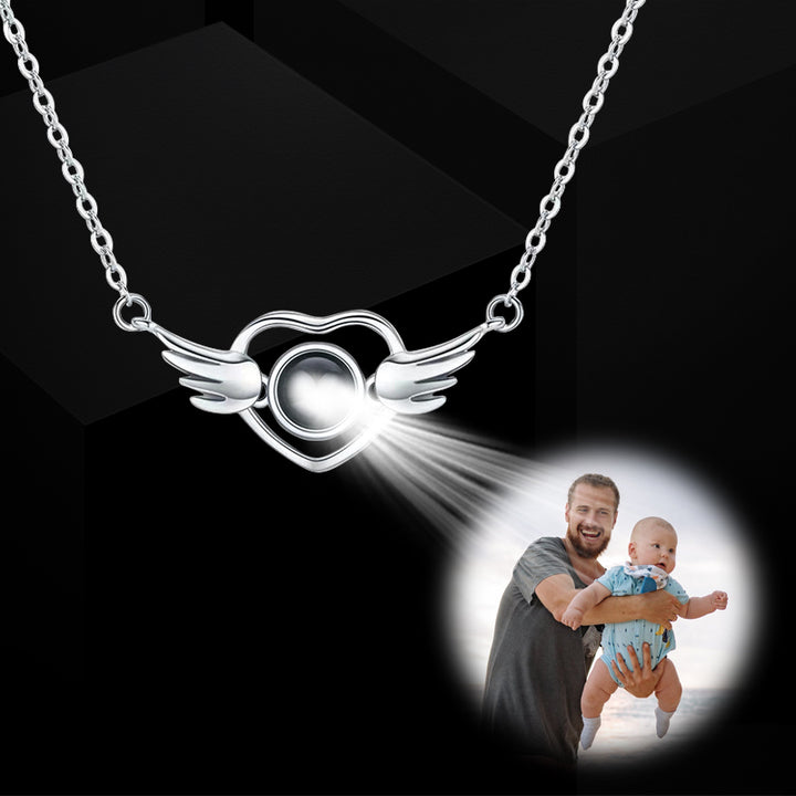 Heart Necklace With Wings Custom Projection Necklace - Oarse