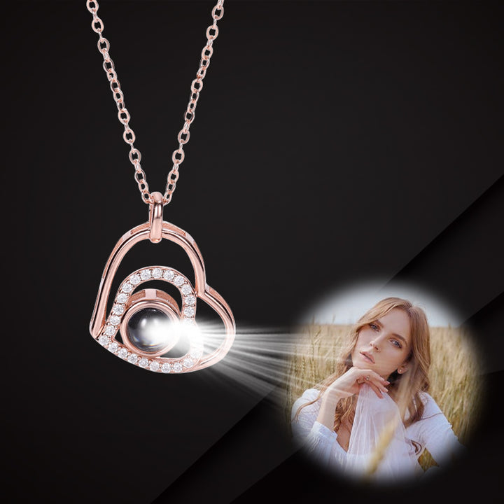3 Heart Necklace Personalized Projection Photo Necklace - Oarse