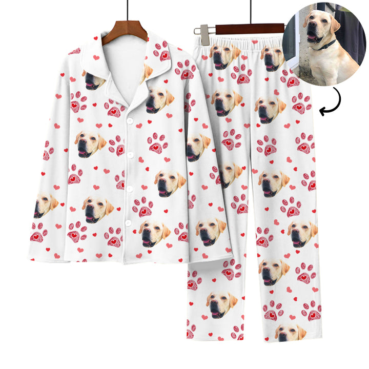 Custom Pet Picture Pajamas Pants with Dog Photo, Pawprint Made from Your Pet - OARSE