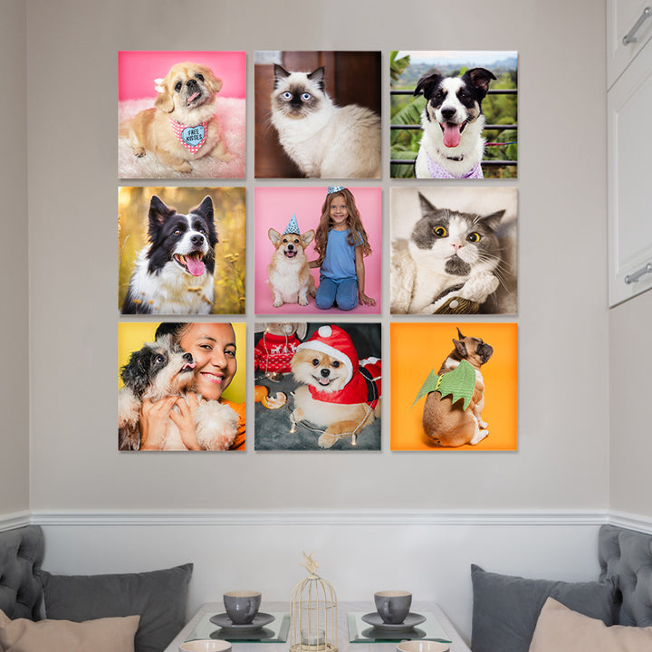 Multi-Panel Personalized Pet Photo Canvas Wall Art Sets Customized Dog Portraits Painting Pictures - OARSE