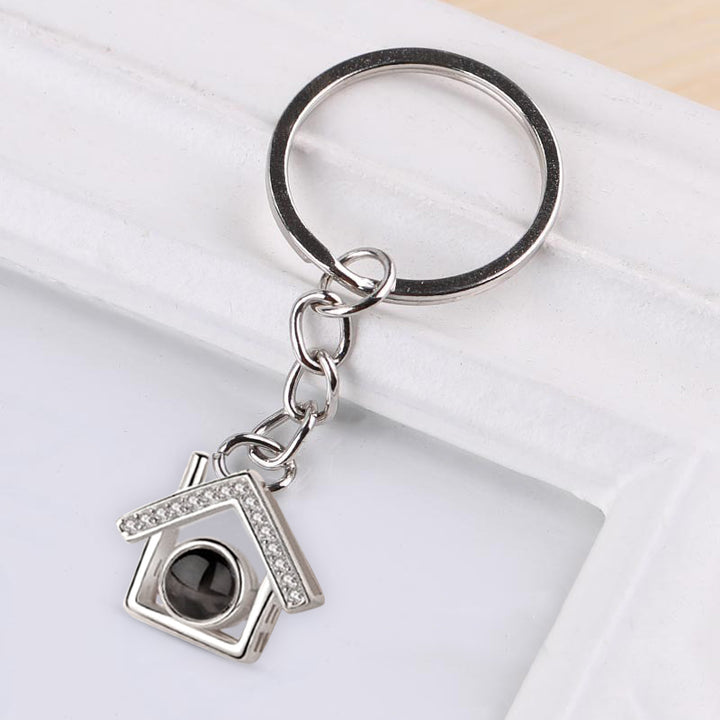 House Shape Keychain Personalized Photo Projection Keychain, First Home Keychain For Couples - Oarse