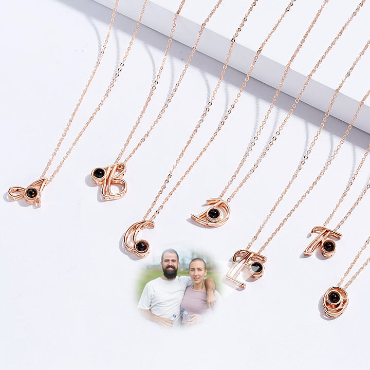 Personalized Photo Projection Necklace Initials Necklace With Photo Projection - Oarse