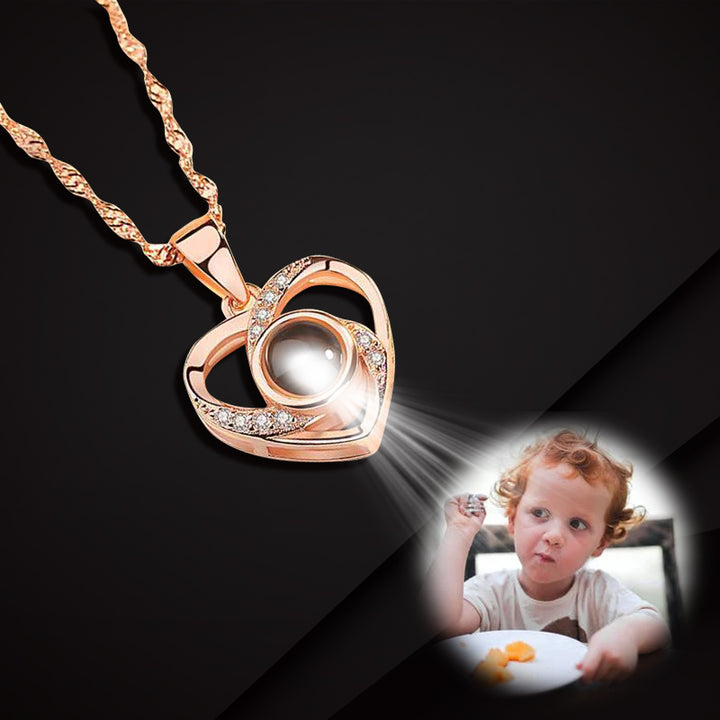 Heart Pendant Projection Necklace With Photo Inside - Oarse