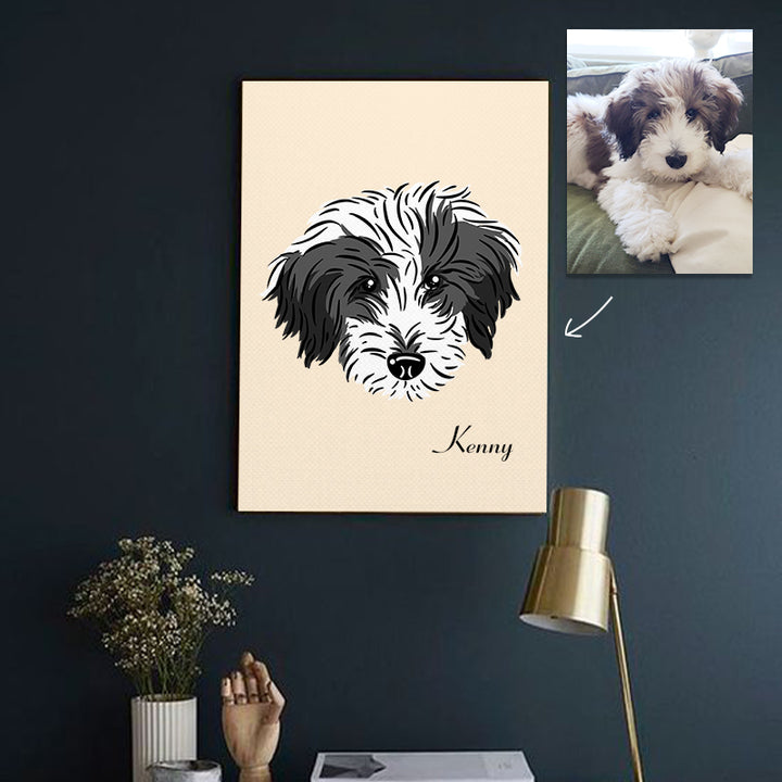 Personalized Pet Portrait Sketch Painting Canvas - Oarse