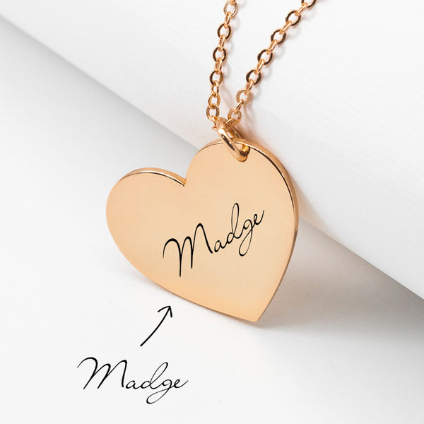Custom Handwriting Necklace, Fingerprint Heart Necklace, Handwriting Gifts For Him Her - Oarse