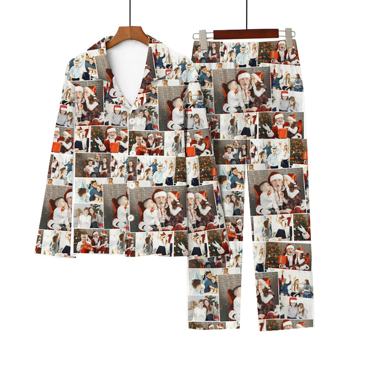Custom Photo Pajama Pants Collage Photo Pajama Set For Adult - Oarse