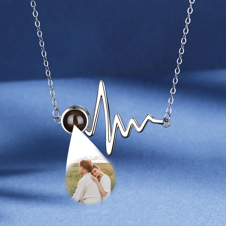 Custom Heartbeat Necklace EKG Photo Projection Jewelry - Oarse