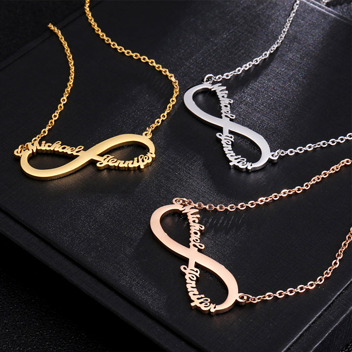 Personalized Infinity Necklace Infinity Two Name Necklace - Oarse