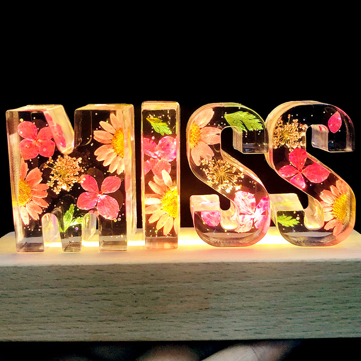 Custom Letter Led Lights, Daisy Night Light, Dried Flowers For Valentines, Christmas - Oarse