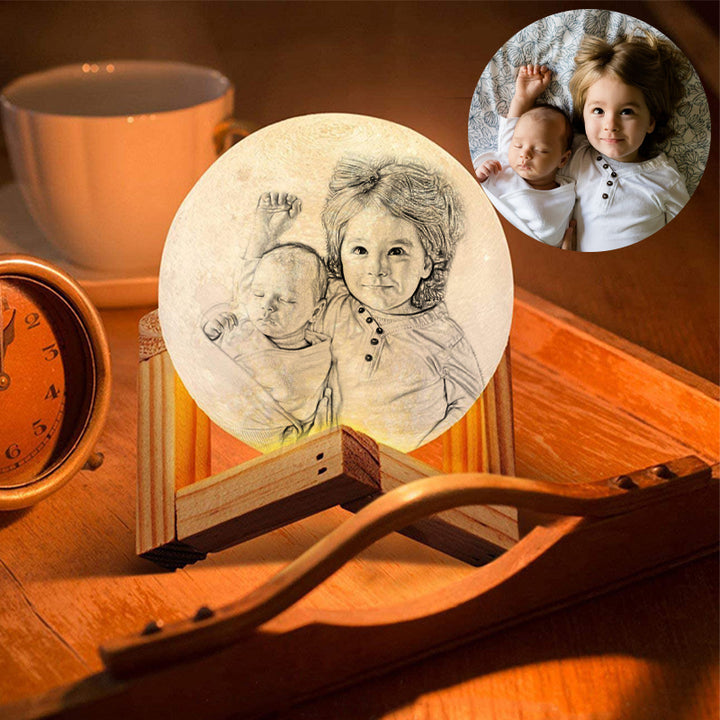 Custom 3D Family Photo Engraved Moon Lamp - Oarse